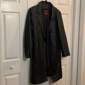 Leather trench coat